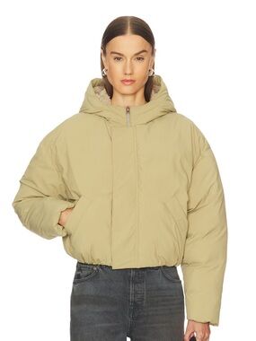 GRLFRND Cropped Puffer Jacket - Tan/Beige